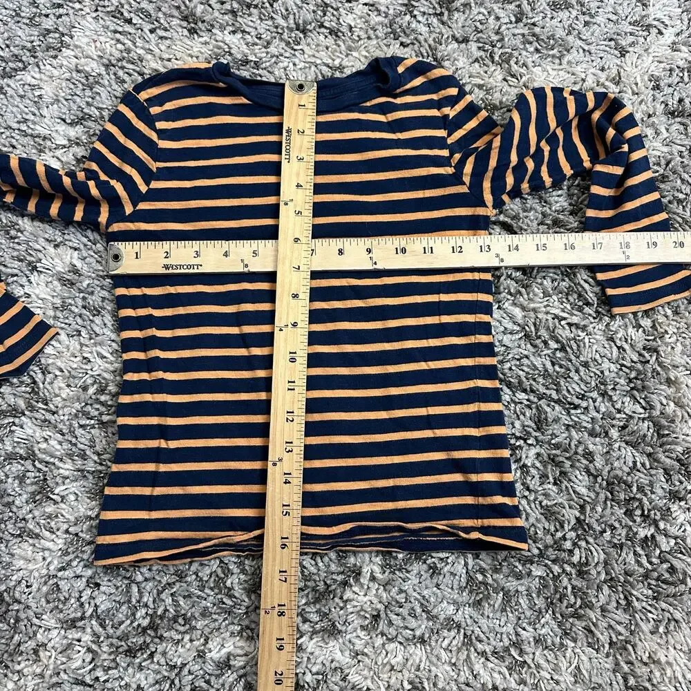 H&M Navy Blue Orange Stripe Long Sleeve T Shirt Boys 6 8 Years - Picture 5 of 5